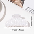 Elegant 10.4cm large hair claw clip with white marble ice texture for women - Frost White