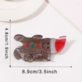 Gingerbread man hair claw clip with dark brown glitter finish for Christmas styling - Gingerbread Man Style (C10-4-21)