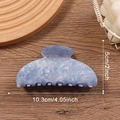Light blue marble hair claw clip with jellyfish texture and size measurements - Deep Blue (10.3cm) (C1-3-16)