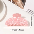 Pink ice texture hair claw clip with 10.4cm length measurement and pearlescent finish - Peach Pink