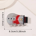 Sparkly silver snowman hair claw clip with red scarf and black hat festive accessory - Snowman Style (C10-4-23)