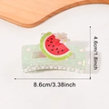 Hellgrüne Perlen-Haarklammer mit Wassermelonenscheibe und weißem Blumen-Design - Wassermelone