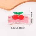 Pink glittery cherry hair claw clip made of acrylic with red fruit and leaf design - Cherry