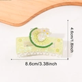 Green translucent kiwifruit hair claw clip with white flowers and pearlescent finish - Kiwi