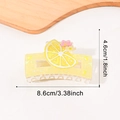 Cute yellow lemon hair claw clip with floral accents and 8.6cm resin shark clip design - Orange