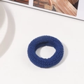Thick high-elastic navy blue hair tie with premium knitted texture for ponytails - Dark Blue