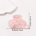 Pink marble textured hair claw clip in 6.9cm size with translucent acetate finish - 6.9CM / Pink
