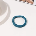 Navy blue high-elastic seamless hair tie with premium ribbed texture fabric on white - Dark Blue
