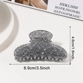 Glinsterende zilvergrijze glitter haarklem voor dames, grote hars haarklem van 8,9 cm - donkergrijs