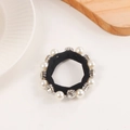 Elastisches Haargummi mit eleganten weißen Perlen und funkelnden Strasssteinen - Vollständige Künstliche Perle Vollständiger Strass (A34-2-2)