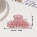 Pinza per capelli rosa glitterata con paillettes argento e misura di 8,9 cm - Rosa
