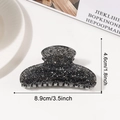 Pinza per capelli nera con glitter argento e finitura traslucida, misura 8,9 cm - Nero