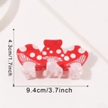 Red and white polka dot mushroom hair claw clip measuring 9.4cm wide and 4.3cm high - Red Mushroom 9.4cm (D14-3-8)
