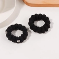 Set of two black bubble texture hair scrunchies with silver rhinestones decor - Rhinestone Pair / Black