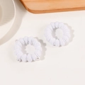 White chenille pearl hair scrunchies set with soft texture for high ponytails - White