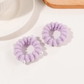 Set of two light purple plush elastic hair ties with pearls for high ponytails - Light Purple