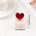 Creamy white heart claw clip for women featuring red heart ornament, size 5.6cm - White (D22-3-5) - 5.6cm