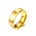 Polished golden tungsten ring with beveled edges in a minimalist wide band design - Size 6 / 8mm / Gold