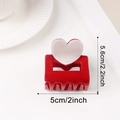 Chic red claw clip with white heart detail measuring five centimeters wide - Red (D22-3-6) - 5.6cm