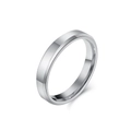 Minimalist silver tungsten ring with high-polished beveled edges and flat band finish - Size 6 / 4mm / Steel