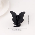 Elegante pinza para el pelo de mariposa negro mate para mujer, tamaño 6,7cm x 5,8cm - Negro