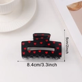 Elegant black heart print hair claw clip with red polka dots in 8.4cm size - 8.4cm / Black