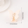 Pinza para el pelo de mariposa blanco crema mate con medidas de 6,7x5,8cm de ancho - Blanco Roto