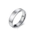 Polished silver tungsten ring with bevelled edges for men and women - Size 6 / 6mm / Steel
