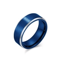 Anillo de acero de tungsteno azul mate cepillado de 8mm con bordes biselados plata - Plata Azul
