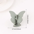 Pinza para el pelo con forma de mariposa en verde grisáceo mate de estilo minimalista - Verde Militar