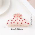 Translucent cream hair claw clip with red heart patterns, size 9cm by 4.3cm - White (D22-3-10) - 9cm