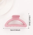 Matte pink semi-circular hair claw clip for women, size 9cm x 4.8cm elegant hair accessory - Pink