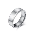 Polished silver tungsten steel ring with beveled edges for a minimalist unisex look - Size 6 / 8mm / Steel