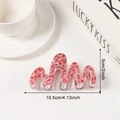 Pinza per capelli a onda con motivo floreale rosso, finitura lucida, lunga 10,5 cm - Stile Ondulato Rosso