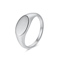 Polierter silberner ovaler Siegelring aus Edelstahl mit minimalistischem Design - US 6 / Silber