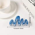 Blue wave hair claw clip with geometric pattern 10.5cm large matte shark clip for women - Blue Wave Style