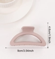 Dusty rose matte semicircular hair claw clip with dimensions 9cm by 4.8cm shown on white - Lotus root pink