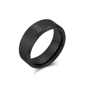 Anello da uomo in tungsteno nero opaco spazzolato da 8mm con bordi smussati lucidi - Taglia 6 / Nero
