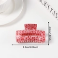 Pinza per capelli rettangolare rosa con stampa leopardata, misura 8,3 cm x 4,8 cm - Stile Quadrato Rosso