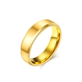 Polished 18K gold plated tungsten ring with bevelled edges and a flat minimalist profile - Size 6 / 6mm / Gold