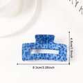 Blue textured hair claw clip with ice-crack pattern and 8.3cm dimensions for women - Blue Square Style