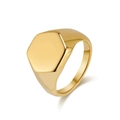 Bague chevalière hexagonale dorée polie en acier inoxydable au design minimaliste pour unisexe - US 7 / Doré