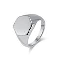 Chevalière hexagonale en acier inoxydable poli au design géométrique minimaliste - US 7 / Couleur Acier