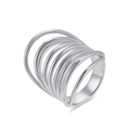 Anillo multicapa de acero inoxidable plateado pulido con diseño geométrico minimalista - Talla 6 / Color Acero