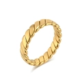 Anillo de cuerda retorcida en acero inoxidable dorado de 18K con acabado de lujo vintage - 5# / Diseño Trenzado (K-R930) / Dorado