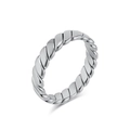 Anillo minimalista de plata trenzada con elegante textura en espiral y acabado pulido - 5# / Diseño Trenzado (K-R930) / Color Acero