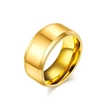 Polished 8mm gold-tone tungsten ring with bevelled edges and mirror finish for men and women - Size 6 / 10mm / Gold
