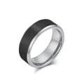 Anillo hombre 8mm tungsteno con centro negro cepillado y bordes plateados pulidos - Bicolor Negro