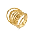 Anillo ancho dorado minimalista para mujer con diseño hueco de capas cruzadas - Talla 6 / Dorado