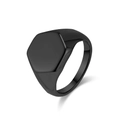 Chevalière minimaliste noire en acier inoxydable avec une surface hexagonale géométrique - US 7 / Noir